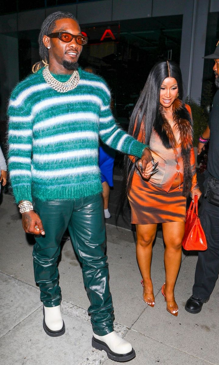 Cardi B flaunts her growing bump while grabbing dinner with Offset after surprise baby announcement