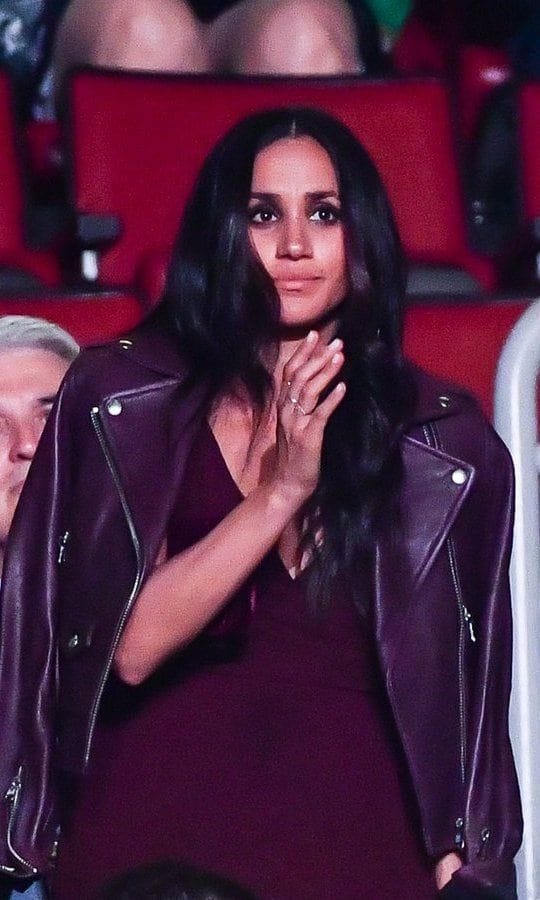 A leather jacket by Mackage helped complete the look.
Photo: Getty Images