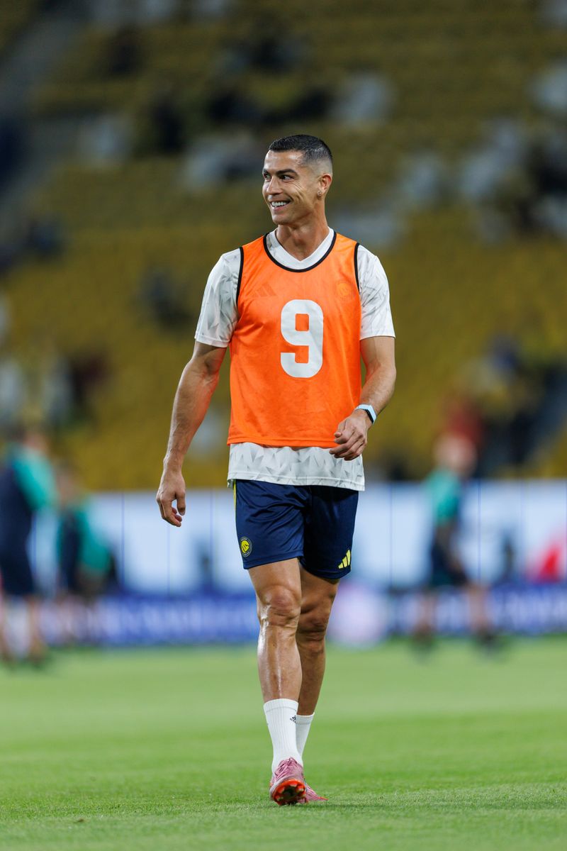 Cristiano Ronaldo of team Al-Nassr FC warms up prior to the Saudi Pro League match.