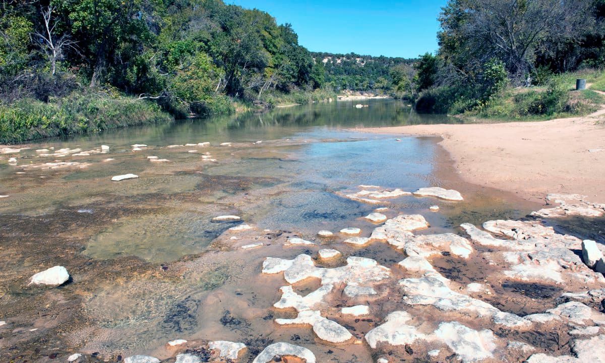 Dinosaur Valley State Park in Glen Rose,Texas showing Dino tracks over 100 million years old.