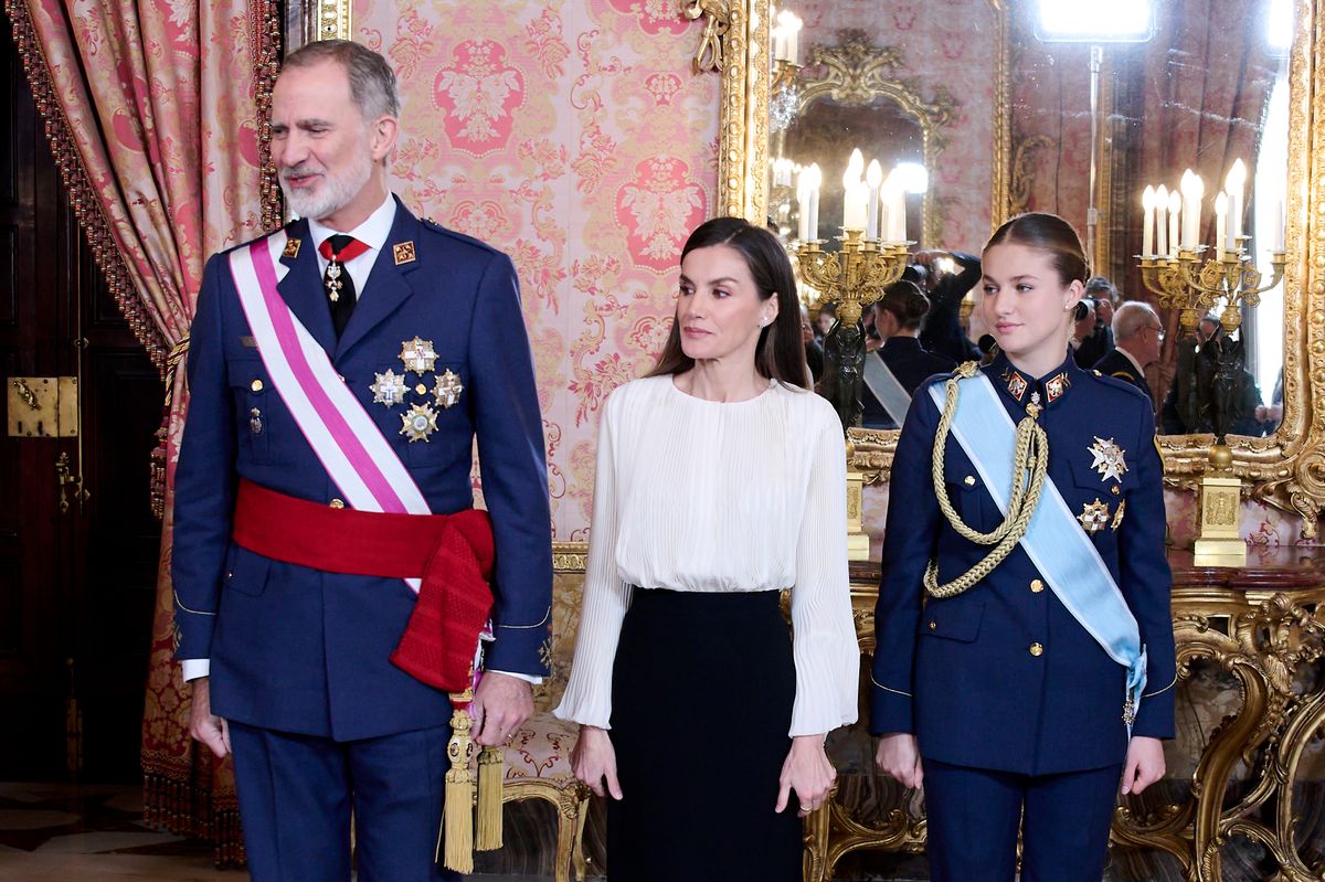 King Felipe VI of Spain, Queen Letizia, and Princess Leonor of Spain.