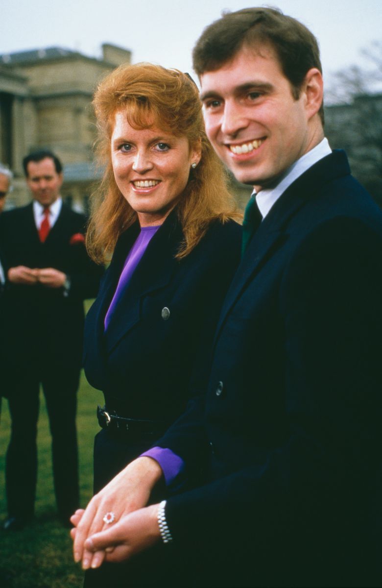 Prince Andrew proposed to Sarah Ferguson in 1986 with a custom Burmese ruby engagement ring surrounded by ten diamonds.
