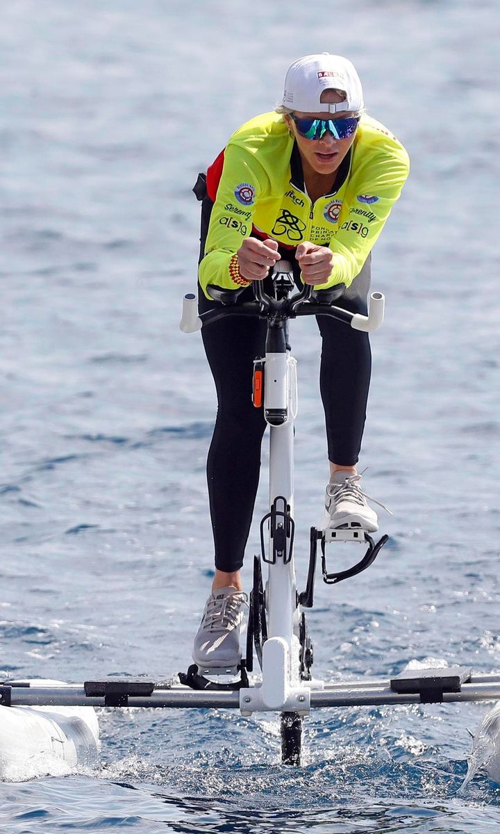 Princess Charlene (pictured in 2018) will compete in The Crossing: Calvi   Monaco Water Bike Challenge