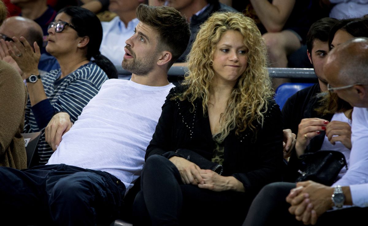 Colombian singer, songwriter, dancer, and actress Shakira and her ex-husband, Gerard Piqué, are seen during the Turkish Airlines Euroleague playoffs.