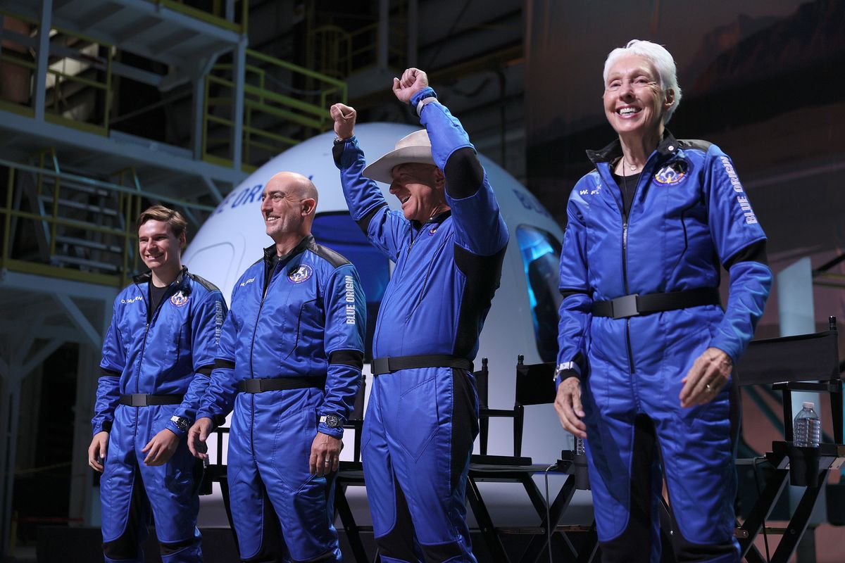 Jeff Bezos is the CEO of Blue Origins. In 2021, the company organized its first space flight, where Bezos was joined by Oliver Daemen, his brother Mark, and Wally Funk