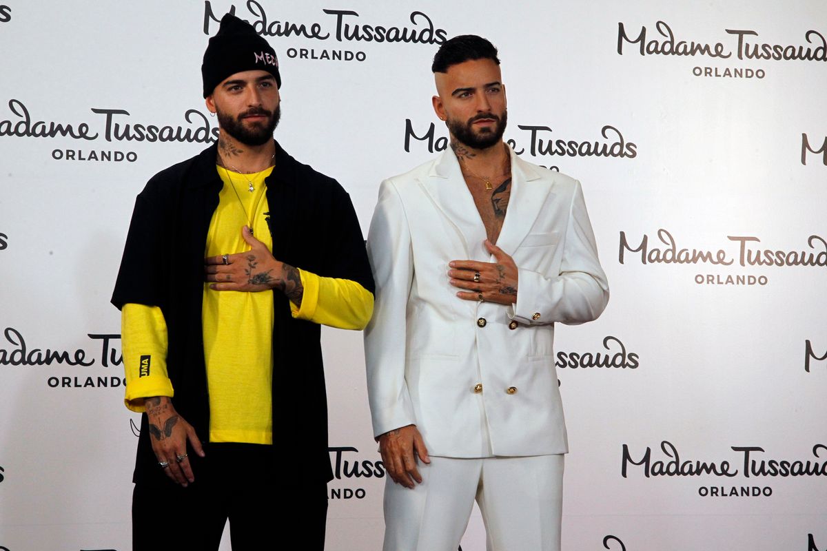 MEDELLÍN, COLOMBIA - 25 DE ABRIL: Maluma revela una figura de cera para Madame Tussauds Orlando en el MAMM (Museo de Arte Moderno de Medellín) el 25 de abril de 2022 en Medellín, Colombia. La figura permanecerá dos semanas en Medellín y luego se trasladará a Orlando. (Foto de Fredy Builes/Getty Images)