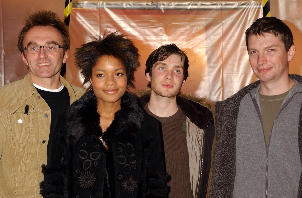 Director Danny Boyle, stars of the film Naomie Harris and Cillian Murphy, and producer Andrew Macdonald at the premiere of '28 Days Later'