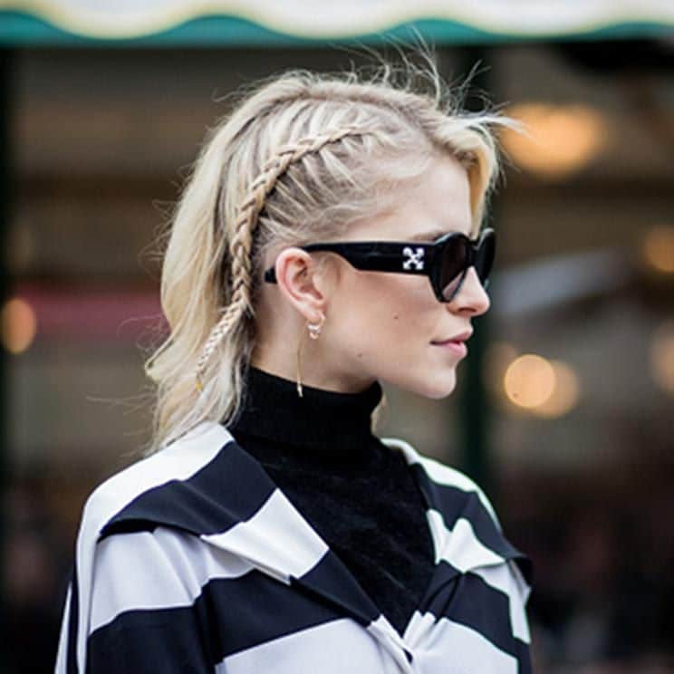 Caro Daur wearing striped coat is seen outside Altuzarra during Paris Fashion Week Womenswear Fall/Winter 2018/2019