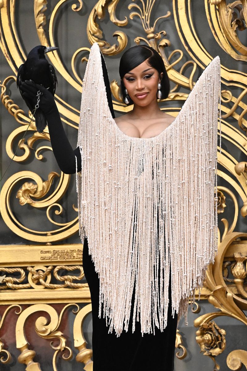  Cardi turned heads in a surrealist ensemble at the Schiaparelli Fall 2025 Couture show