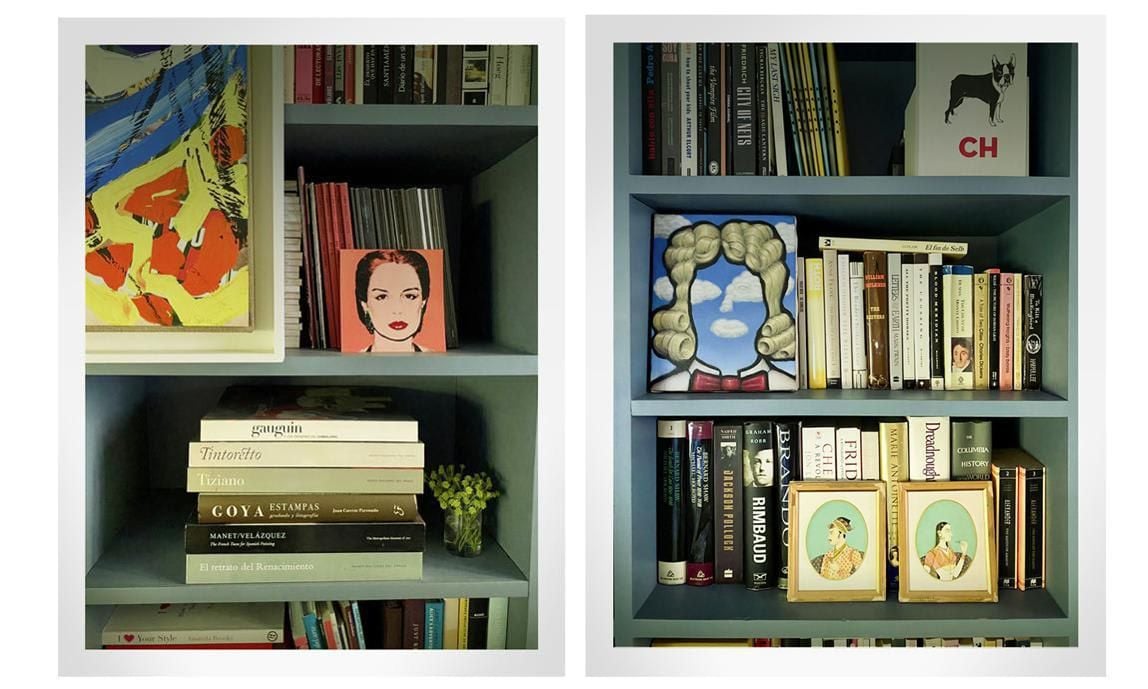 Part of Carolina’s ample book collection in her home in Madrid. 