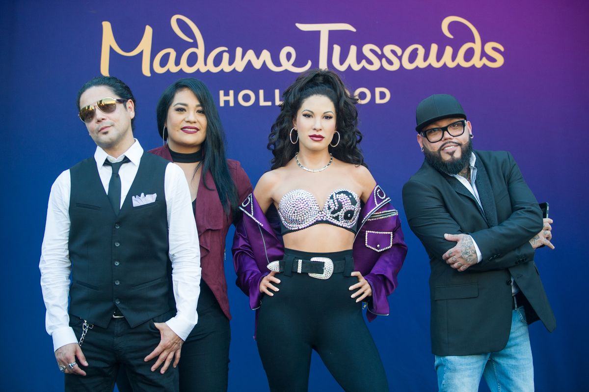 Suzette Quintanilla and A.B. Quintanilla attend 'Madame Tussauds Hollywood unveils a wax figure of Selena Quintanilla' 