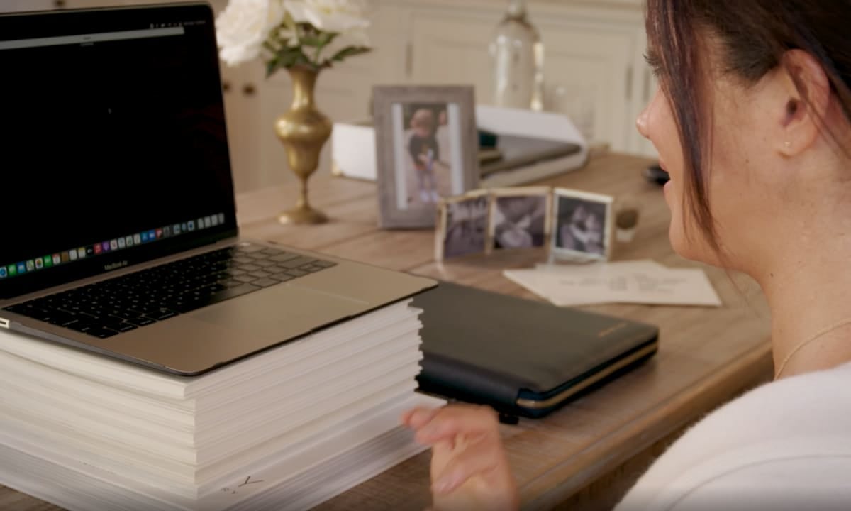 The Duchess appeared to have photos of her kids displayed on her desk