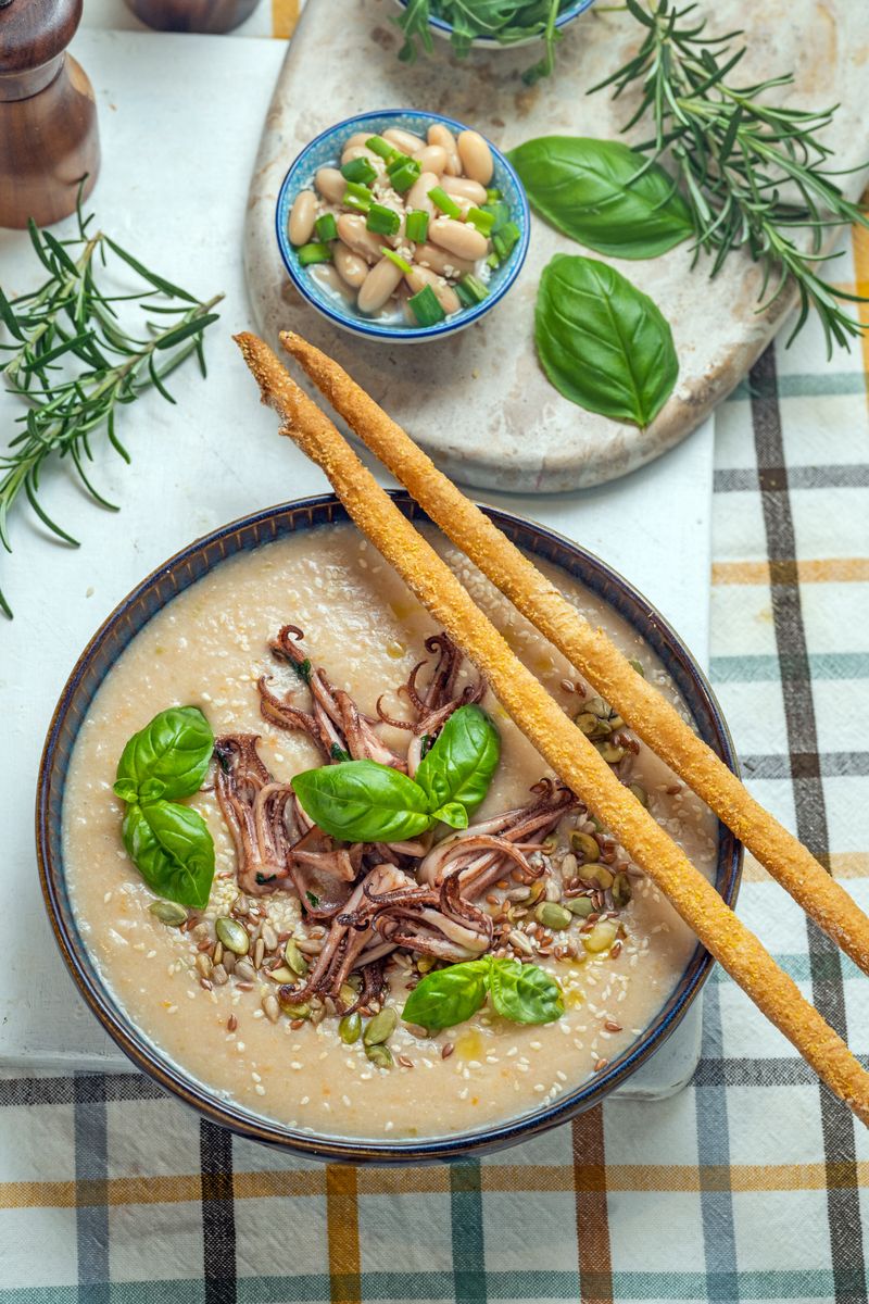 Example of a a garden herb velouté.