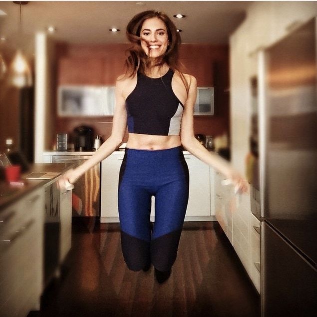 'Girls' star Allison Williams was so excited about her new gear she posted this photo with the caption, "@outdoorvoices & @manrepeller look how much joy your collaboration brought me! Jumping rope in my kitchen like a [queen] in your full kit!"
<br>
www.outdoorvoices.com
<br><br>
Photo: Instagram/ @aw