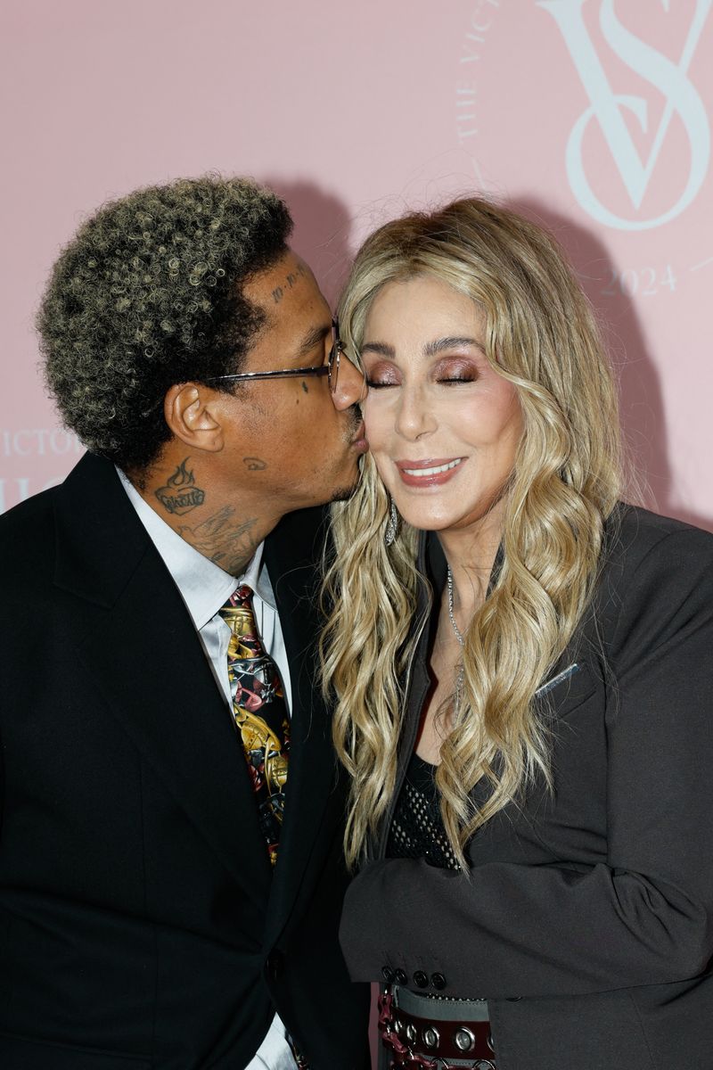 Rapper Alexander Edwards and icon Cher at Victoria's Secret Fashion Show in Brooklyn, New York