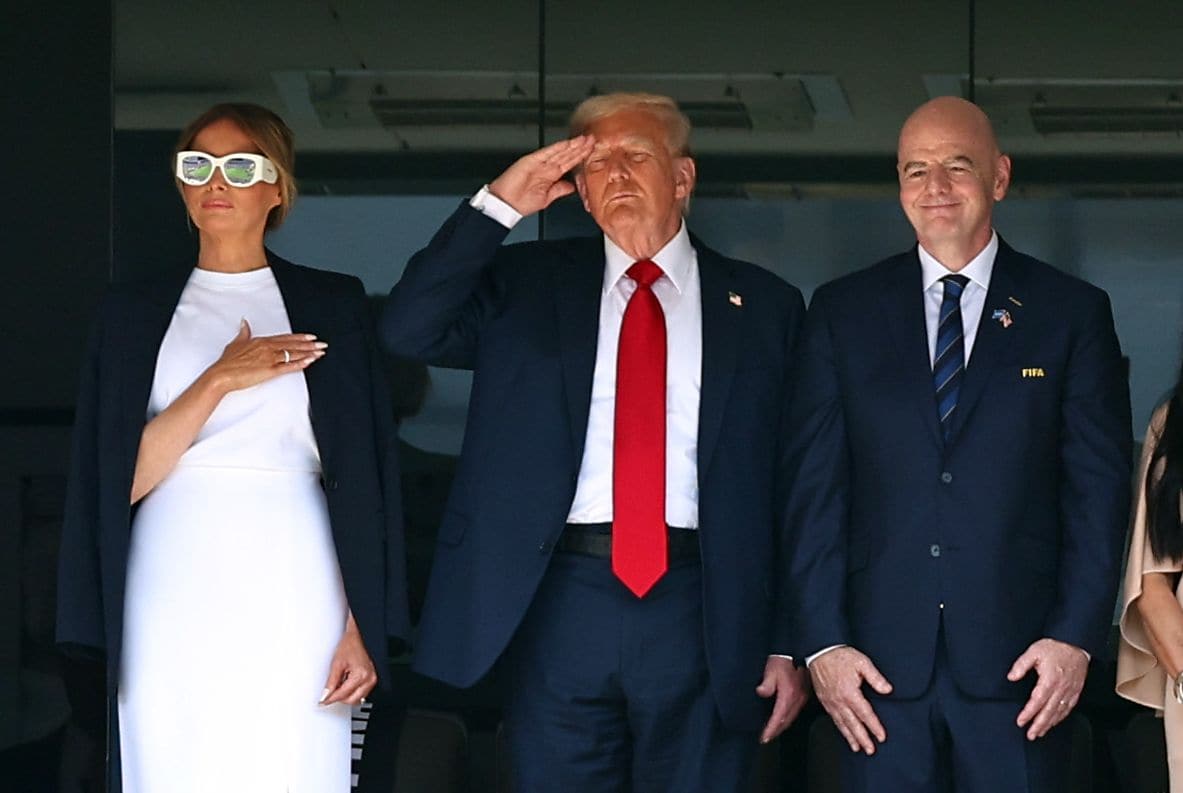 President Donald Trump and first lady Melania Trump with FIFA President Gianni Infantino during the FIFA Club World Cup 2025 final 