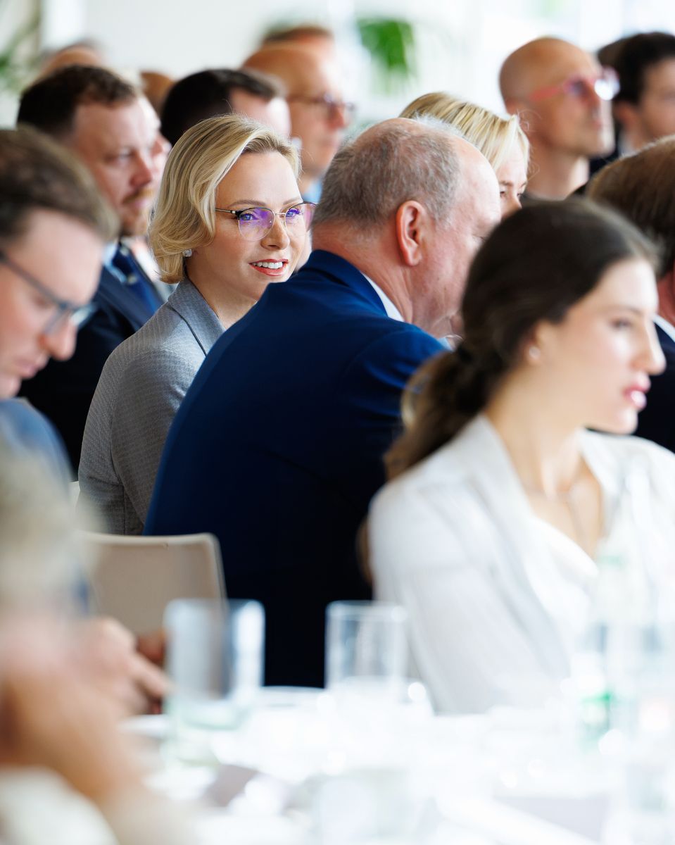 Prince Albert and Princess Charlene joined international guests at the Yacht Club de Monaco on October 12.