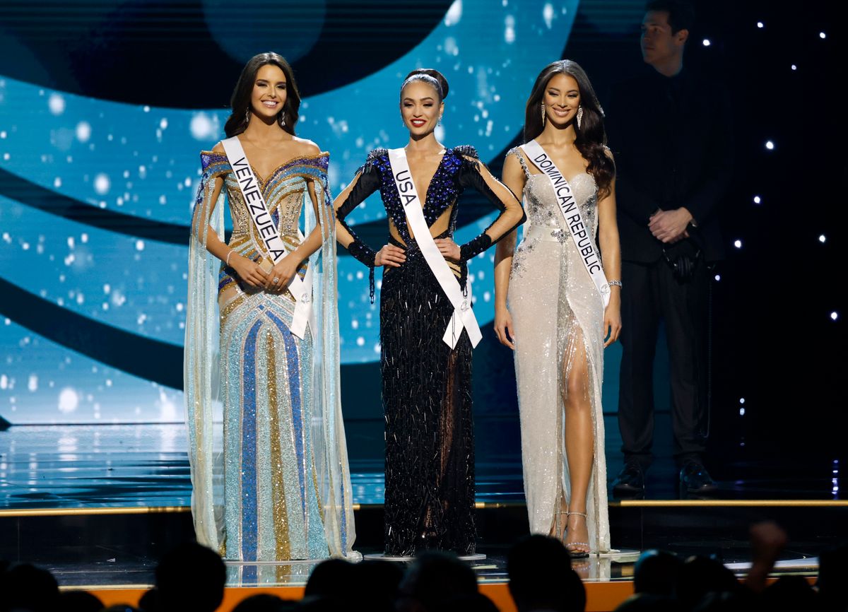 Miss Venezuela Amanda Dudamel Miss USA R'bonney Gabriel and Miss Dominican Republic Andreina Martinez