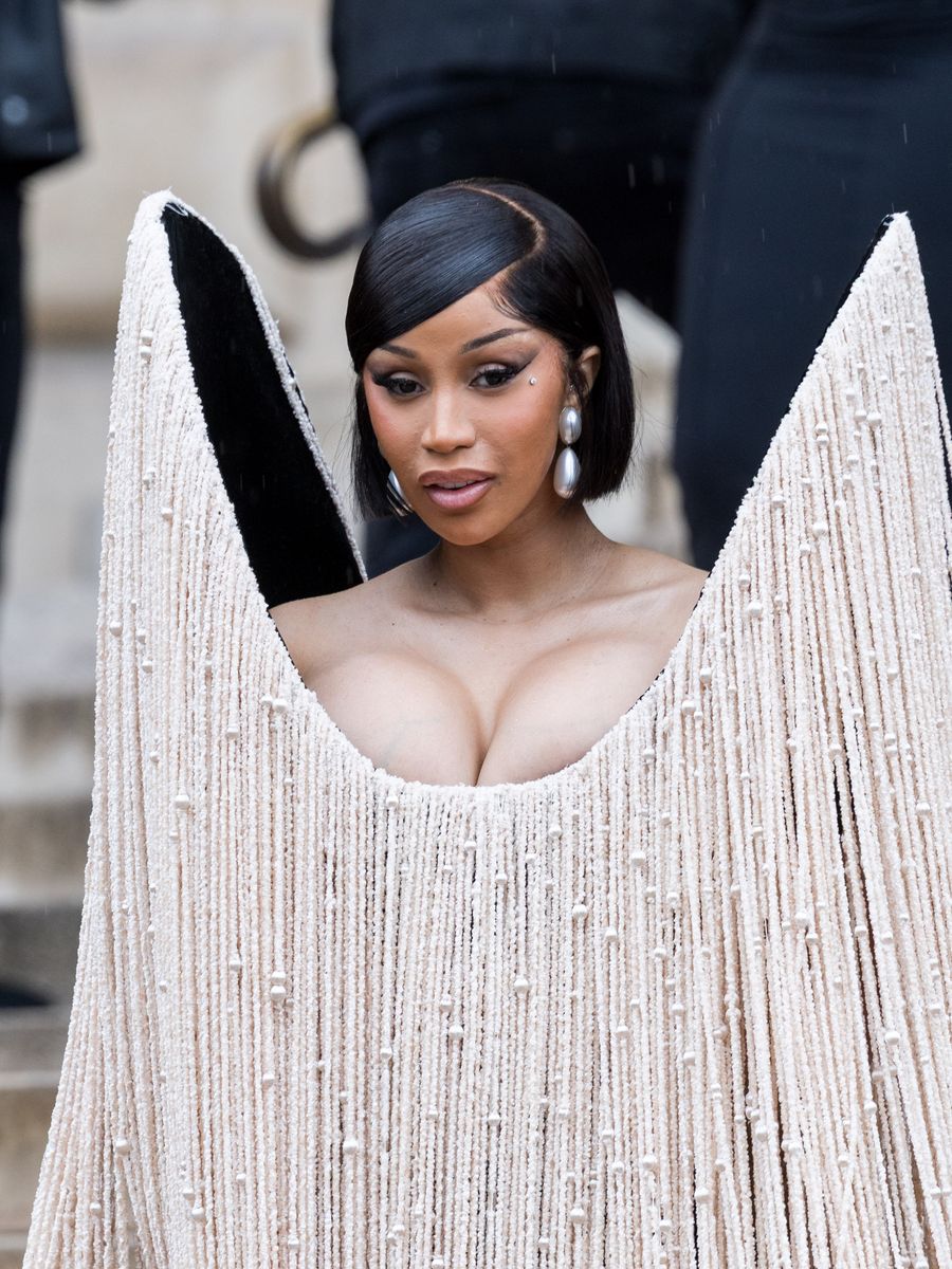 Sleek Bob and Architectural Gown