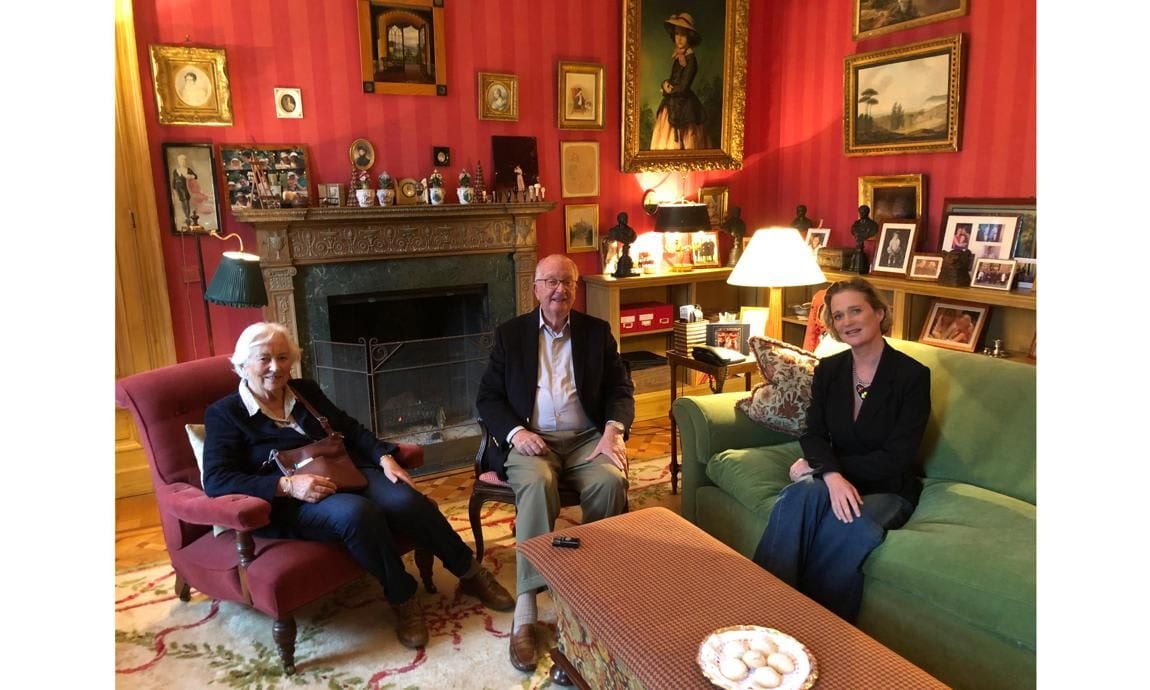 The former King was joined by his wife as he met with his illegitimate daughter