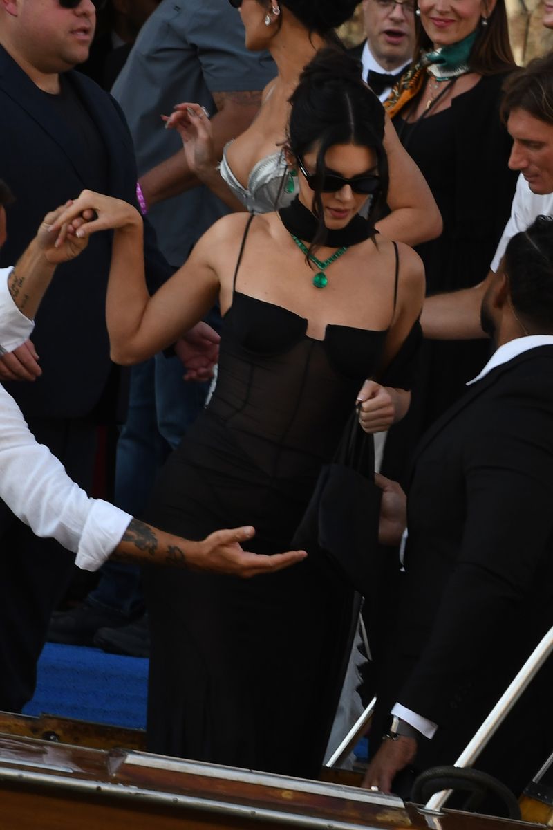 Kendall Jenner wore a sheer black Tom Ford gown at Jeff Bezos and Lauren Sanchez's wedding 