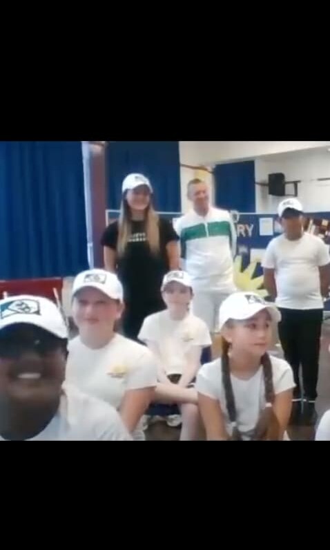 The Duchess surprised children from Bond Primary School with Andy Murray