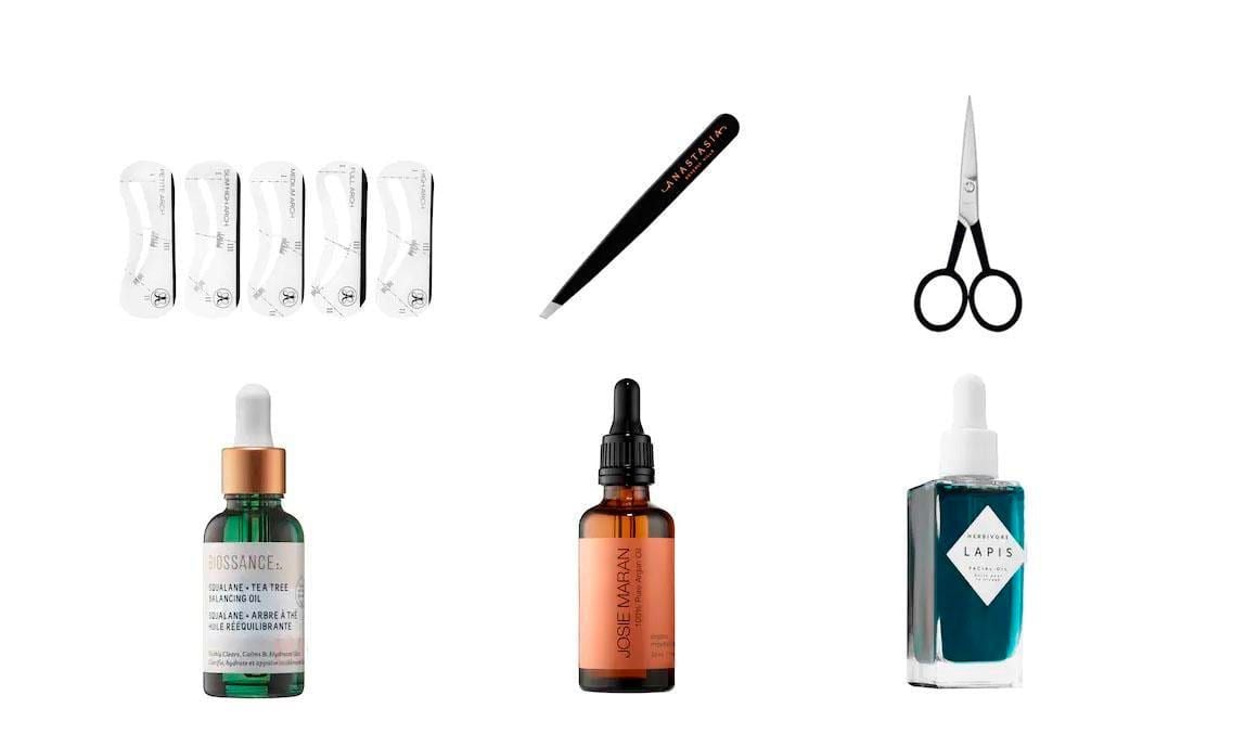 Collage of brow shaping tools