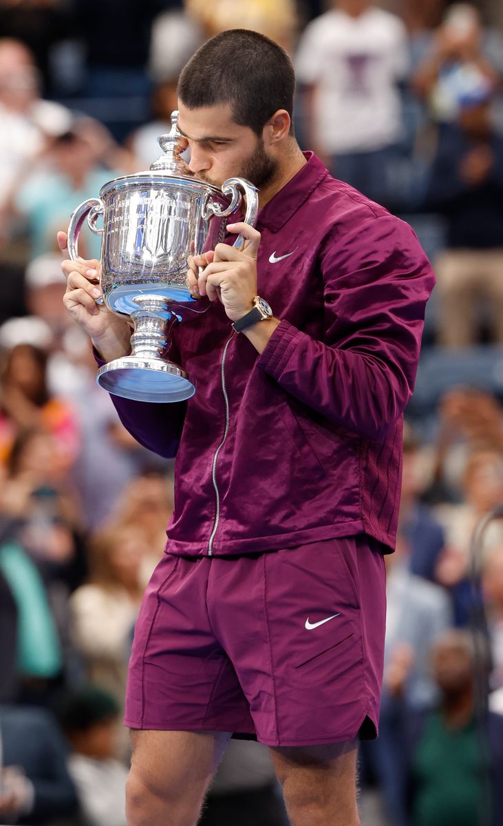 Carlos Alcaraz Celebrates U.S. Open Win With Tears, Hugs, and Champagne