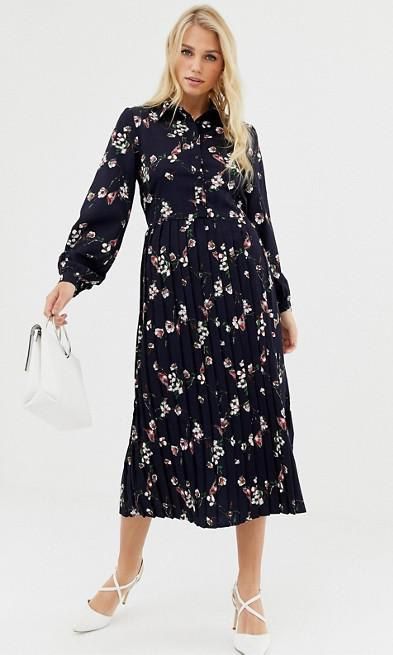 Vestido de flores y falda plisada de Liquorish