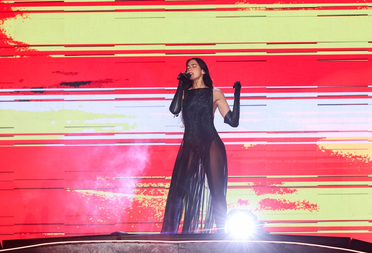 Dua Lipa performs on stage in Sao Paulo, Brazil