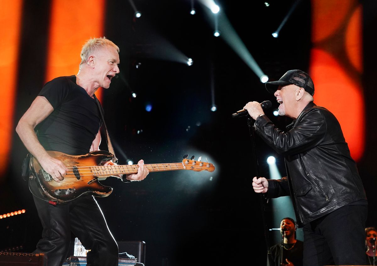 Billy Joel and Sting performing onstage together