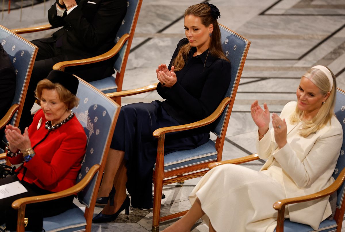 (R-L) Crown Princess Mette-Marit of Norway, Princess Ingrid Alexandra of Norway and Norway's Queen Sonja.