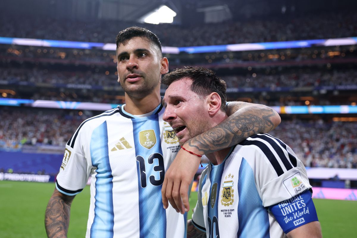 Cristian Romero celebrates after scoring the goal that sparked Argentina's late comeback.
