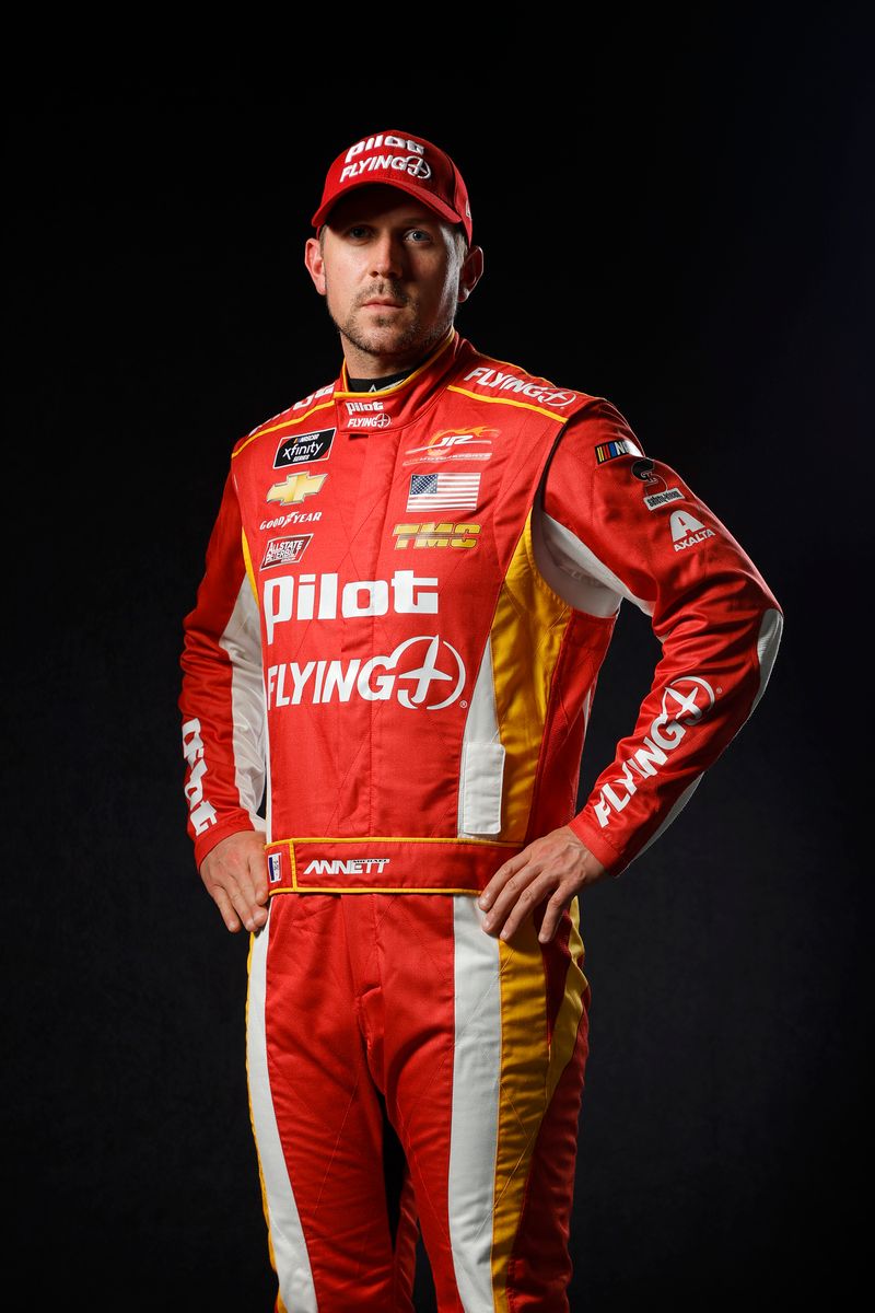Michael Annett poses for a photo at Daytona International Speedway on February 12, 2021 in Daytona Beach, Florida