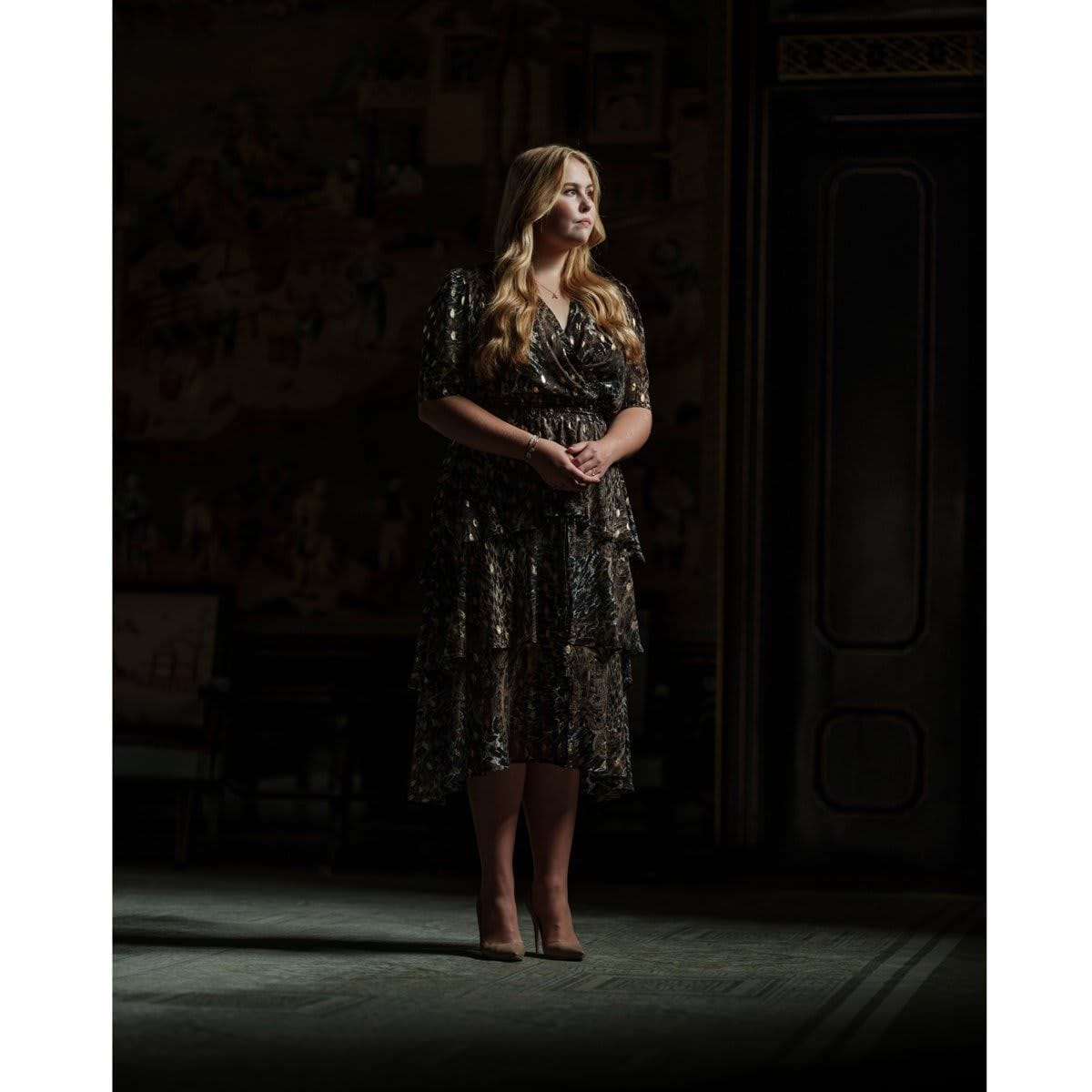 The Princess also wore a Chiffon crepe dress by LaDress.