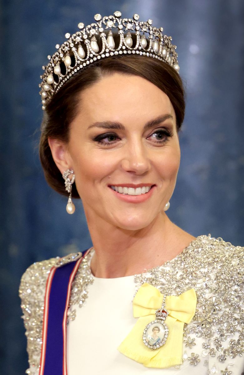 Catherine, Princess of Wales during the State Banquet at Buckingham Palace on November 22, 2022 in London, England. 