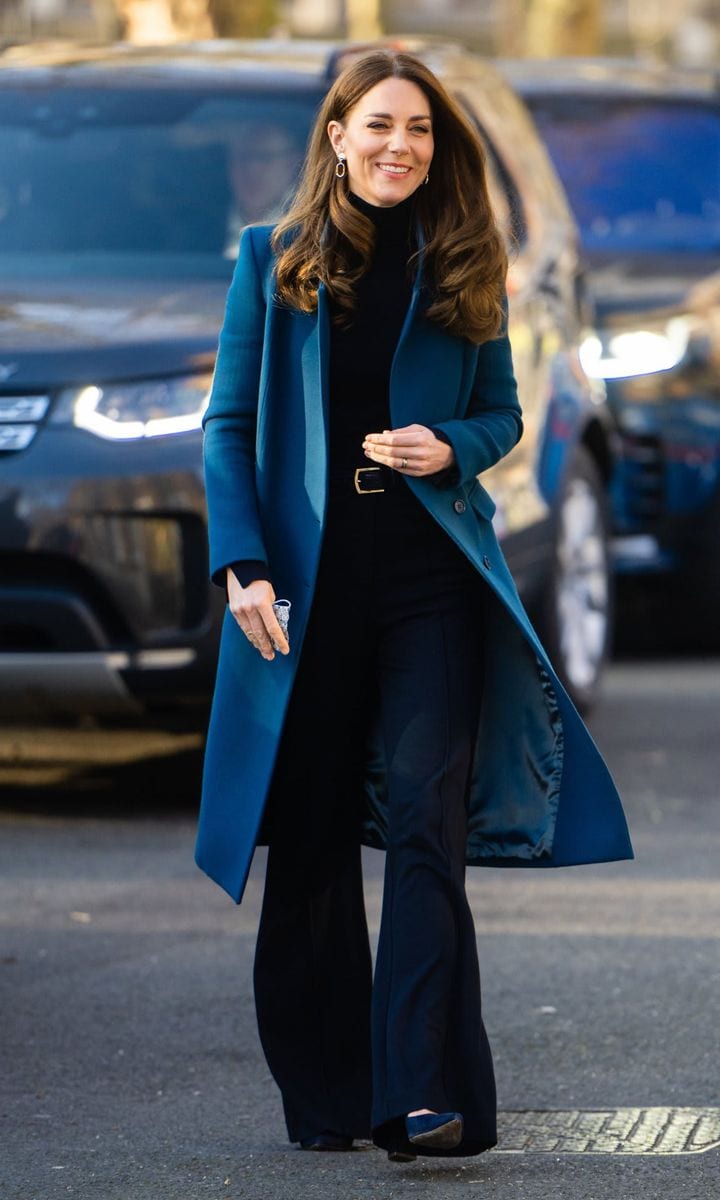 The Duchess of Cambridge looked stylish in a blue coat for her visit to The Foundling Museum