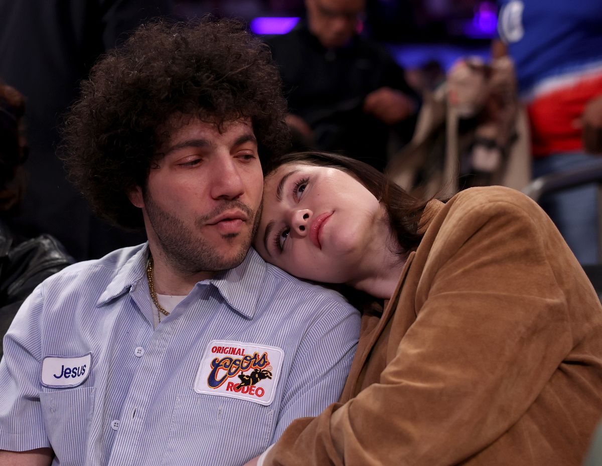 Benny Blanco and Selena Gomez attend the game between the New York Knicks and the Boston Celtics at Madison Square Garden on April 08, 2025 in New York City. The Boston Celtics defeated the New York Knicks 119-117 in overtime. NOTE TO USER: User expressly acknowledges and agrees that, by downloading and or using this photograph, User is consenting to the terms and conditions of the Getty Images License Agreement. (Photo by Elsa/Getty Images)