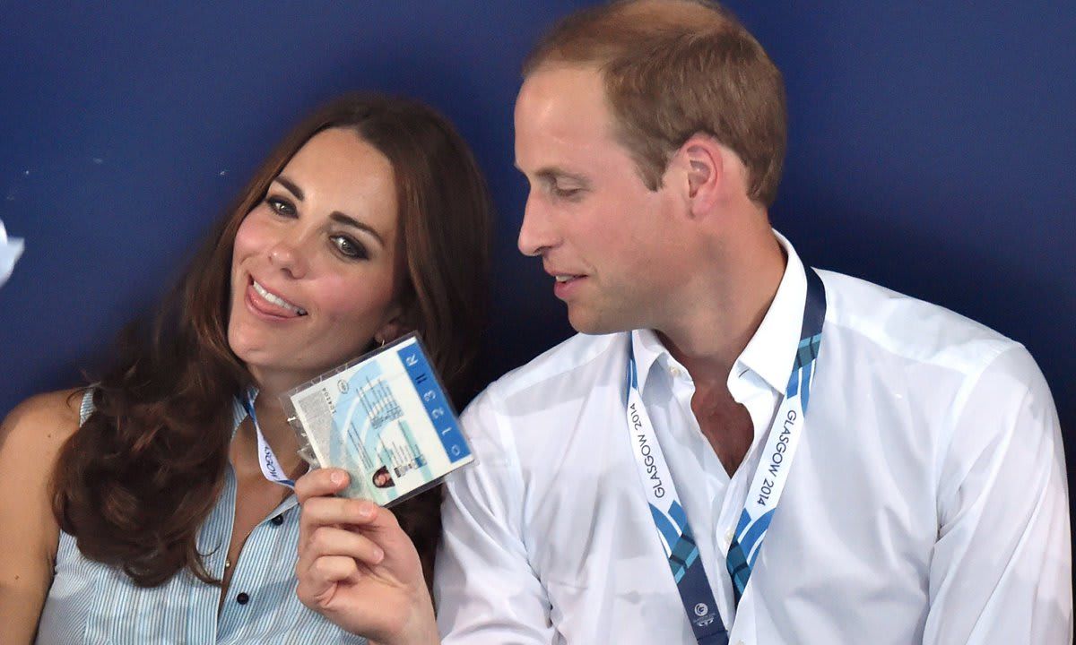 The Duchess made a silly face as William held her name tag during the Commonwealth Games in 2014.
