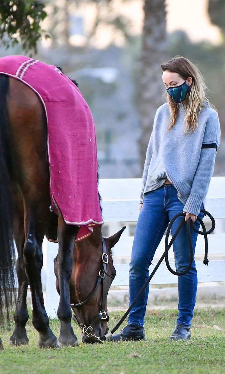 Olivia Wilde visiting her horses in Los Angeles