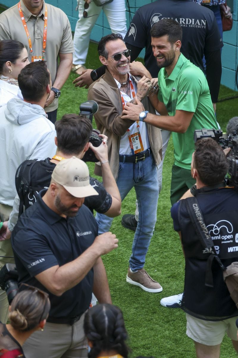 Marc Anthony supports and cheers on Novak Djokovic at the Miami Open