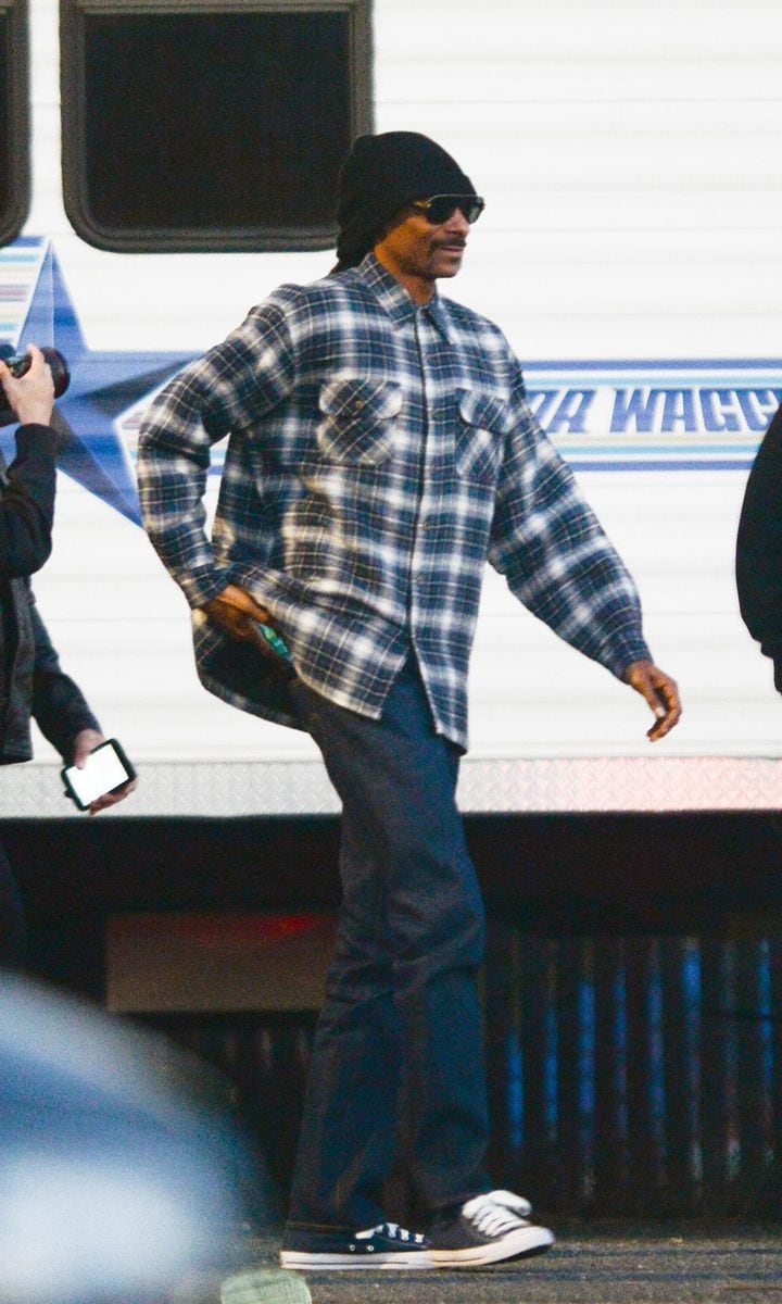 Snoop Dogg appeared on the set of a music video in Los Angeles on Wednesday.