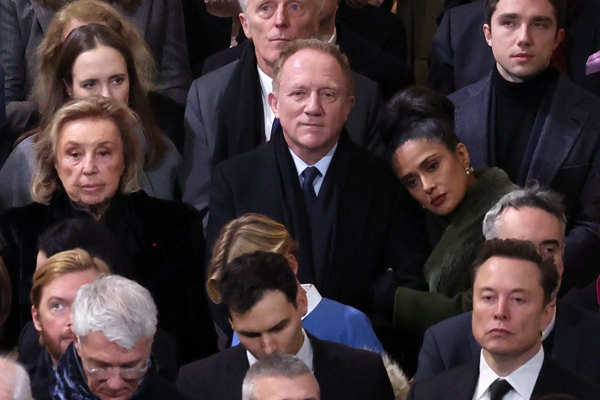 Maryvonne Pinault, Francois-Henri Pinault, Salma Hayek, and Elon Musk attend the ceremony 