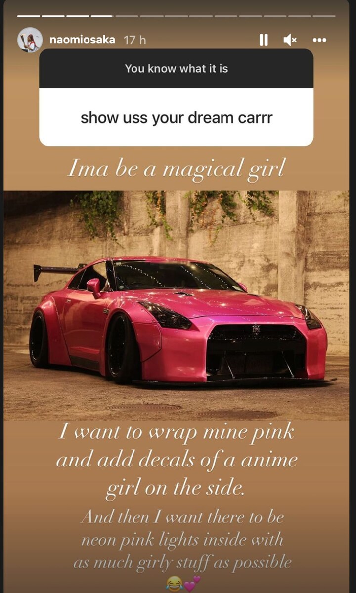 Naomi Osaka’s dream car is the girliest, most glamorous, and magical ride ever