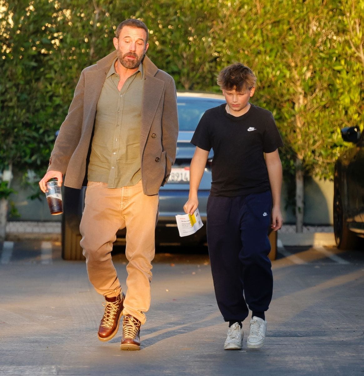 Ben Affleck and his son Samuel shared a sweet father-son moment while stepping out together in Los Angeles, enjoying a relaxed stroll during golden hour.