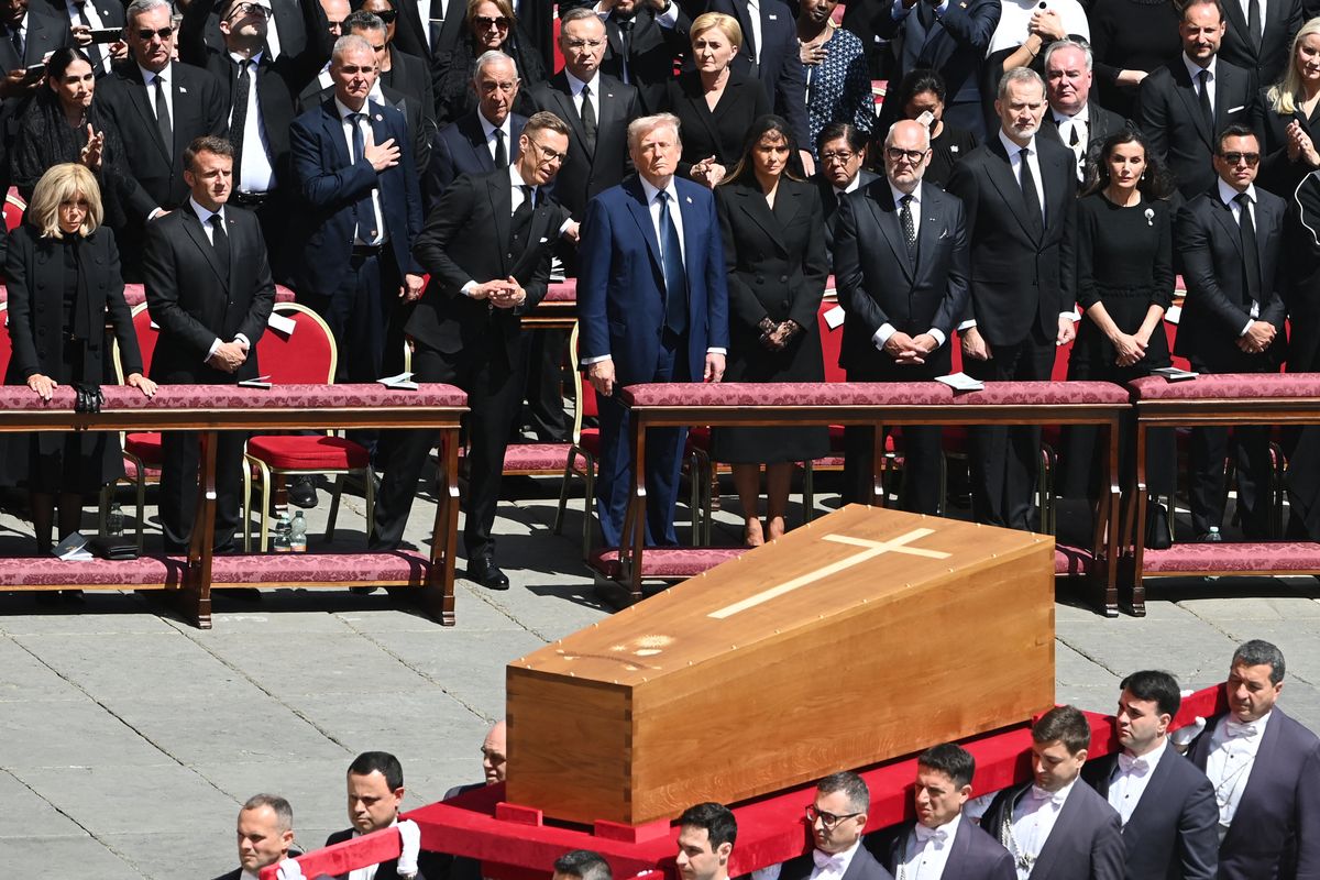Donald Trump wore a blue suit to the Pope's funeral, sparking some conversation