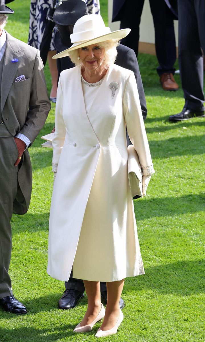Her Majesty wore white on the first day of Royal Ascot 2023