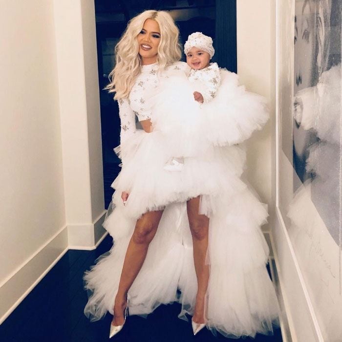 Khloé Kardashian and True Thompson matching Christmas