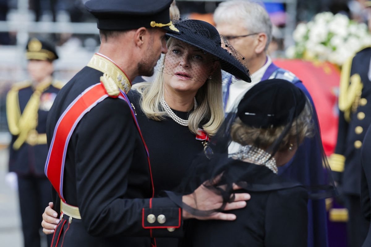 King Haakon VIII of Norway, Queen Mette-Marit of Norway and Queen Sonja of Norway arrive to attend the funeral service for Norway's late King Harald V at the Oslo Cathedral in Oslo, Norway, on September 9, 2026.