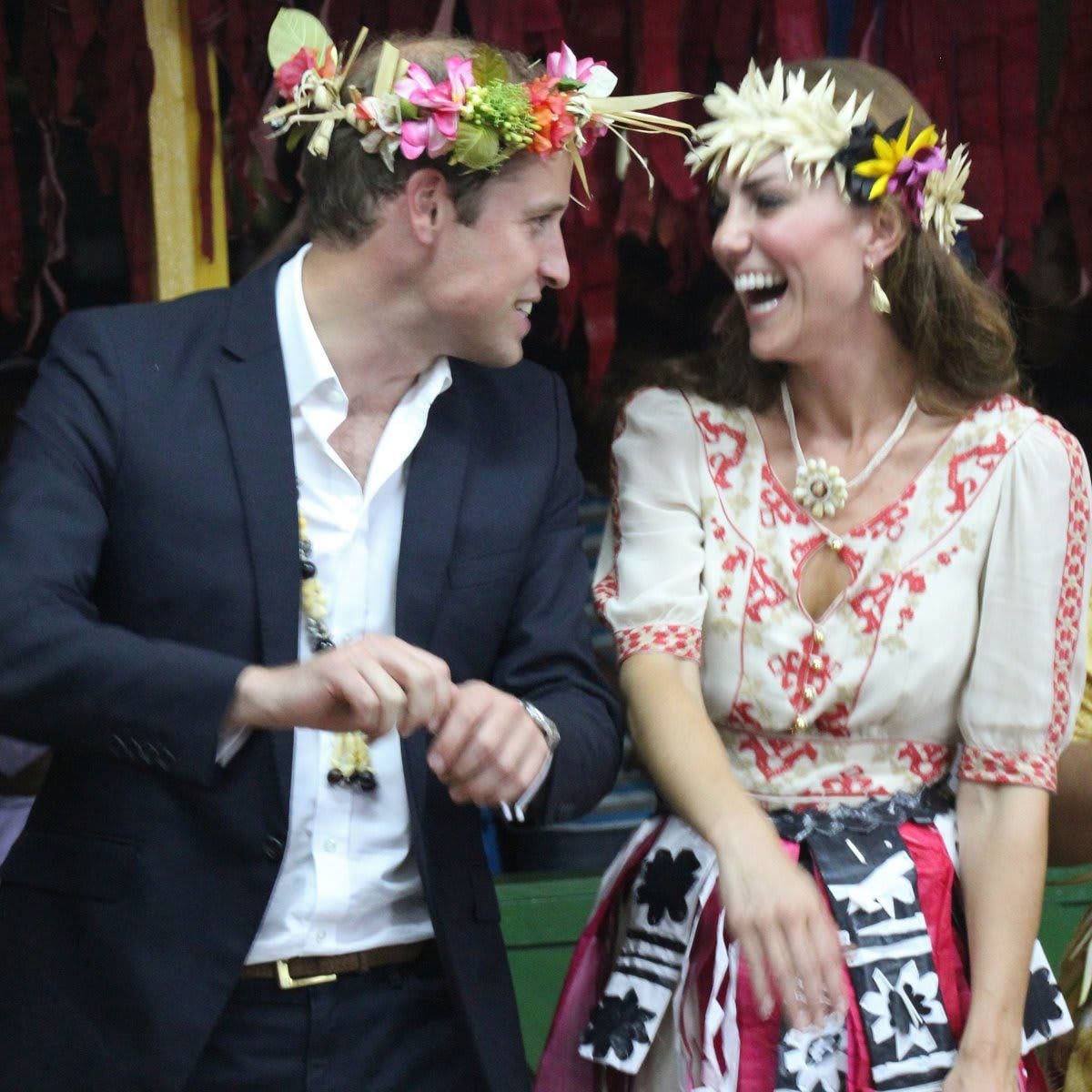 The couple shared a laugh while dancing in Tuvalu during their 2012 Diamond Jubilee Tour.